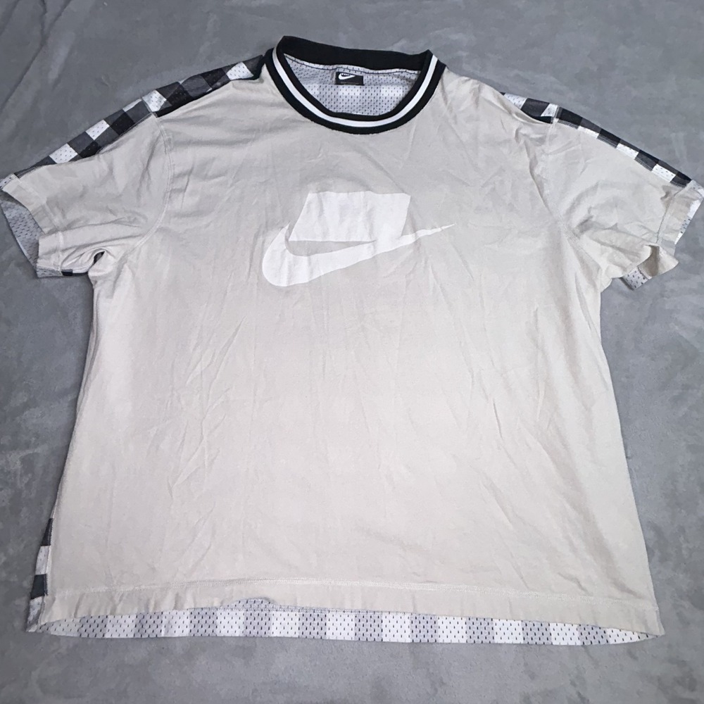 Nike NSW Futura Logo Mesh Tee Buffalo Plaid Check Shirt Mens 2XL BV4544-072 Y2K
